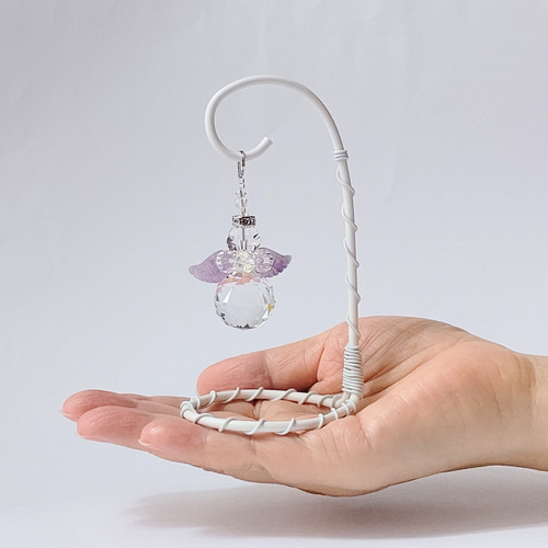 羽の色が選べる天使のサンキャッチャー 手のひらサイズのスタンド付き