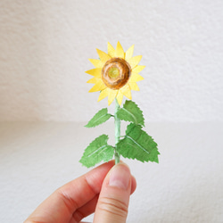 和紙の花 飾れるブローチ『向日葵（ひまわり）』 夏(7・8月)の誕生花／和紙アクセサリー 18枚目の画像