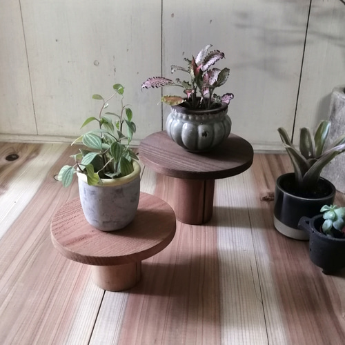 木製トレイテーブル　花瓶台 木製トレイテーブル 花瓶台 素朴な木製トレイ 観葉植物 花台