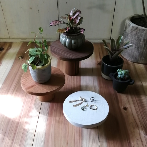 素朴な木製トレイ 観葉植物 花台 アクセサリー収納 什器 一輪挿し