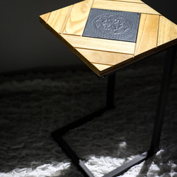 [幅30cm角] サイドテーブル ブラック レトロ タイルテーブル スチール製 美濃焼き インダストリアル 5枚目の画像