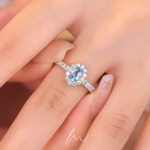 ライトブルー　オーバルカットリング　G silver 刻印あり ライトブルー オーバルカットリング G silver 刻印あり