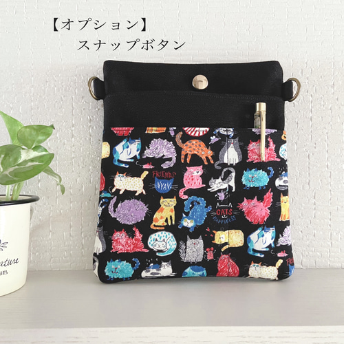 帆布 カラフル猫ちゃん柄 2wayウエストポーチ M｜ナースポーチ
