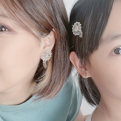 【親子でお揃い♡】クリア向日葵の２Way ピアス【イヤリング変更可♡】 5枚目の画像