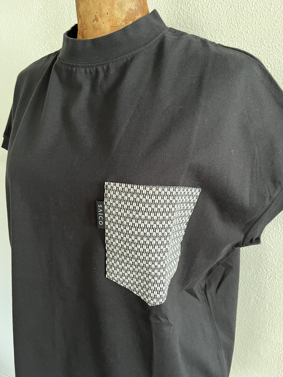 着物ハギレポケットTシャツ　パッチワークTシャツ　レディースL 3枚目の画像