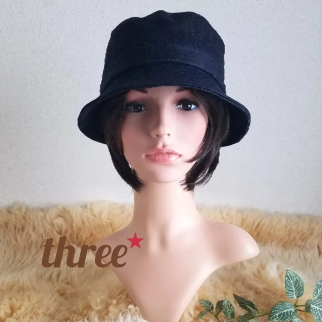 バケット ハット★ベルト切り替えバージョン★ユニセックス★ゆったり大きめサイズ★ネイビーデニム生地★