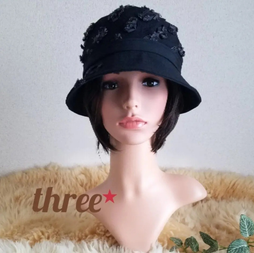 バケット ハット★ベルト切り替えバージョン★ユニセックス★ゆったり　大きめ帽子★ブラック モチーフ