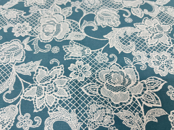大きな巾着袋　縦50ｃｍ　横50ｃｍ　  レース花柄　ミントブルー 2枚目の画像