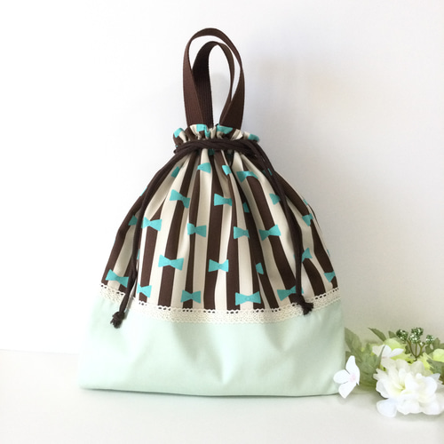 ♡キューティーリボンストライプ★通園通学３点セット♡♪チョコ♪ ♪new♪♡キューティーリボンストライプ☆通園通学3点セット