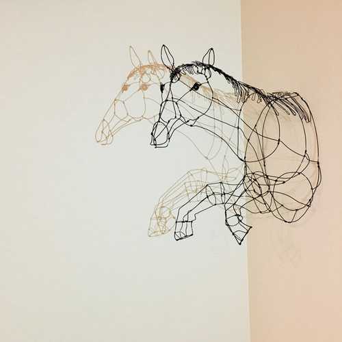 ワイヤーアート ワイヤークラフト 馬 ウマ horse 立体・オブジェ