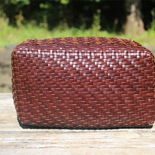 牛革 革編み込み かごバッグ 籠 レザー メッシュ鞄 BAG バッグ