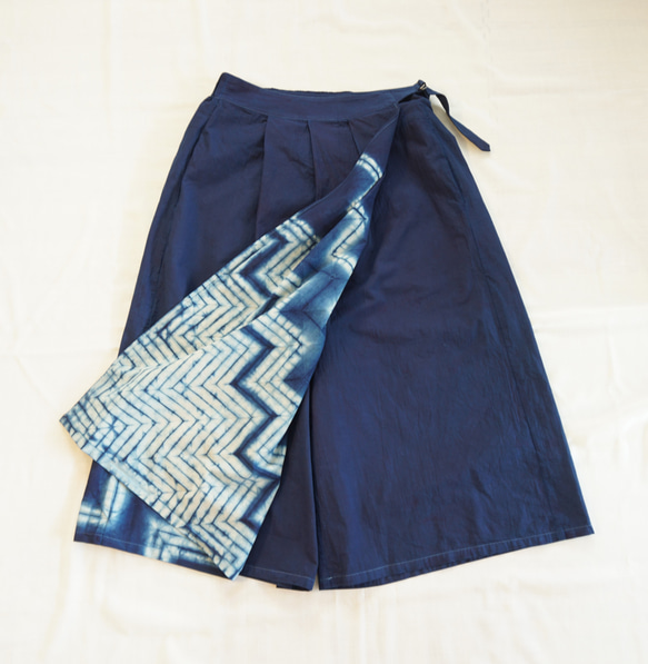 藍染　ラップスカートパンツ 6枚目の画像