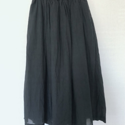 【春夏】裏地付きギャザースカート　ブラック 6枚目の画像