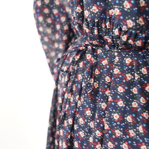 大人の小花柄ワンピース ネイビー ワンピース panipani 通販 16348678