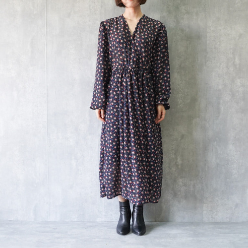 まい　Aワンピ　ネイビーS 大人の小花柄ワンピース ネイビー ワンピース panipani 通販