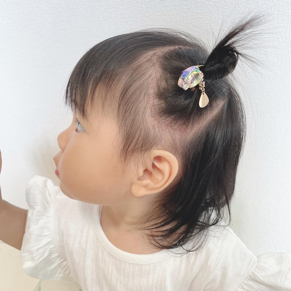 キラキラオーロラキッズベビーヘアゴム 6枚目の画像