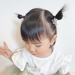 キラキラオーロラキッズベビーヘアゴム 5枚目の画像