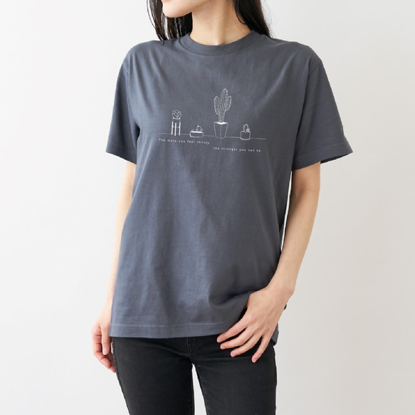 サボテン Tシャツ デニムグレー 1枚目の画像