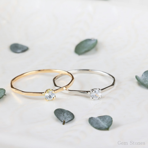 K18/Pt900華奢リング】FINE RING ホワイトサファイア 天然石 1粒 K18/Pt900華奢リング】FINE RING ホワイトサファイア 天然石 1粒