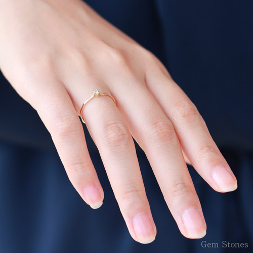 K18/Pt900華奢リング】FINE RING ホワイトサファイア 天然石 1粒 K18/Pt900華奢リング】FINE RING ホワイトサファイア 天然石 1粒