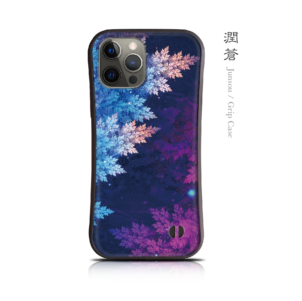 潤蒼 - 和風 耐衝撃グリップiPhoneケース【iPhone17シリーズ対応/スマホカバー/iface型/和柄】