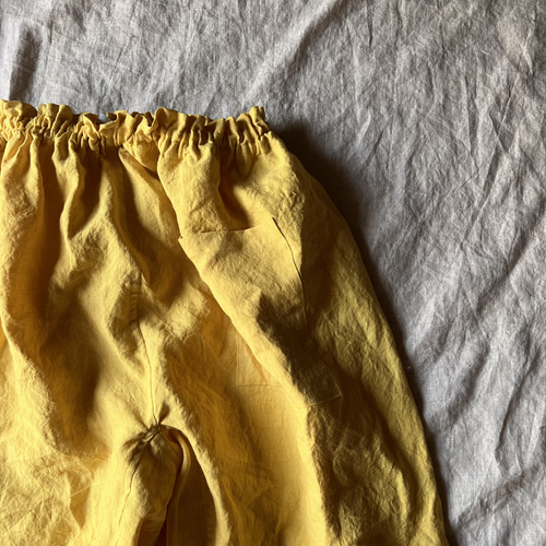 リネンのもんぺ　イエロー リネンのゆったりもんぺ イエロー ロングパンツ nuuMonpe 通販