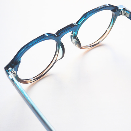 ボストン型ブルー×ブラウン｜老眼鏡、だてメガネ、近視用・乱視