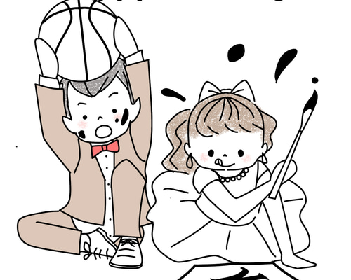 オーダー似顔絵ウェディングカップル お友達への贈り物🎁にウェディングの似顔絵をご依頼頂きました