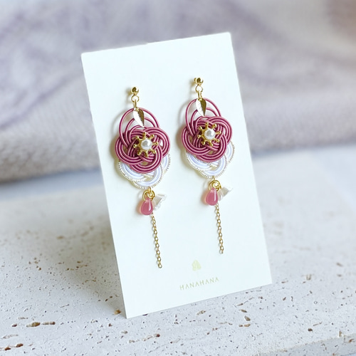 暁】水引のピアス／イヤリング ピアス（フック・チェーン） HANAHANA