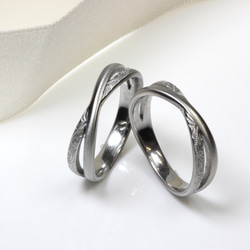 ✧*シルクの輝きペアリング°˖✧˖°°ハワイアンインフィニティシルクマット ペアリング サージカルステンレス 結婚指輪 4枚目の画像