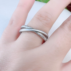 ✧*シルクの輝きペアリング°˖✧˖°°ハワイアンインフィニティシルクマット ペアリング サージカルステンレス 結婚指輪 9枚目の画像