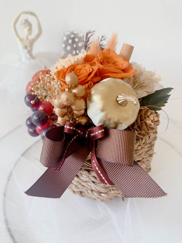 プリザーブドフラワーギフト✿ 秋色アレンジ✿秋のアレンジ✿オレンジ