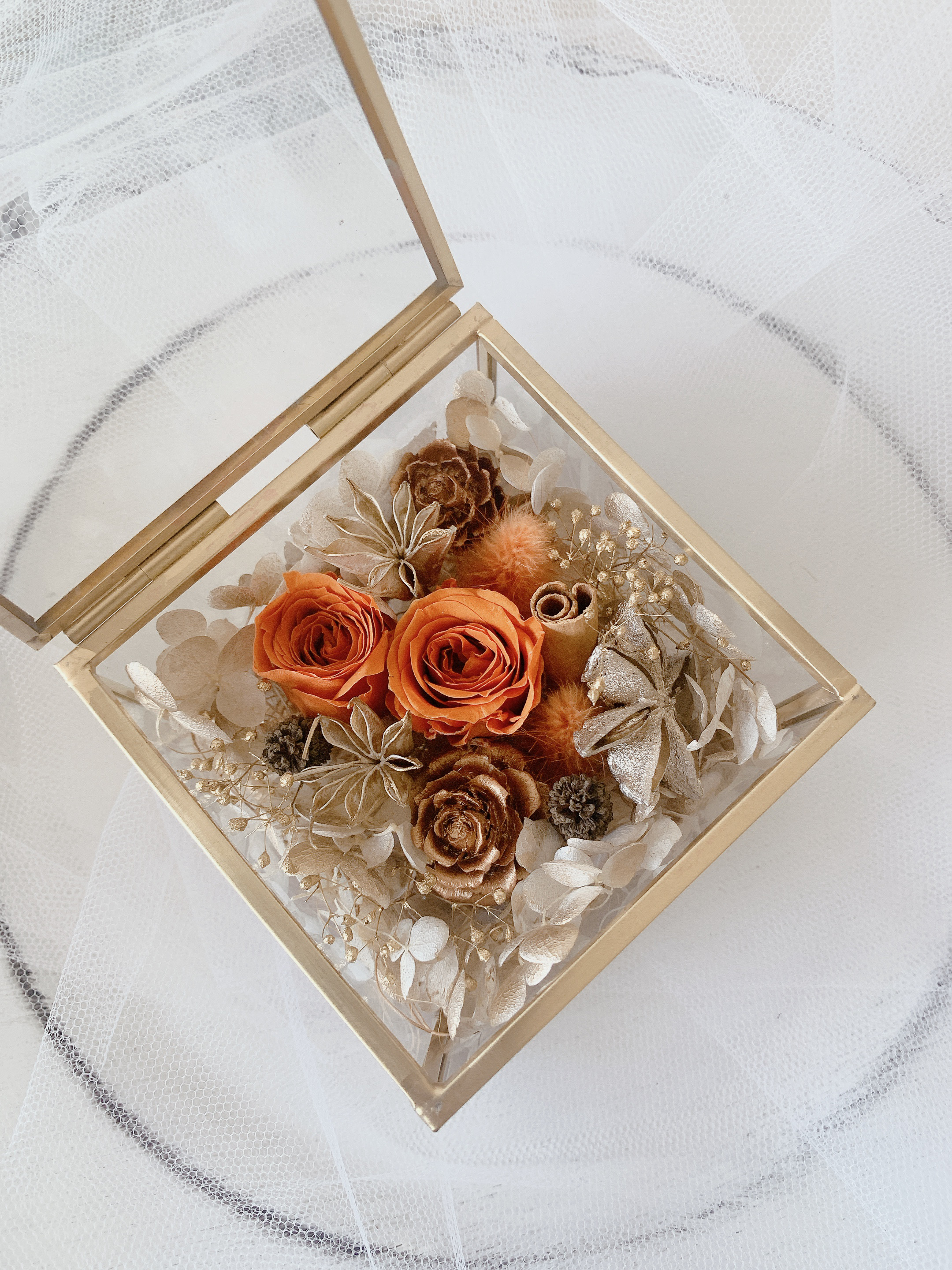 商談中　プリザーブドフラワーアレンジ　No.178 秋のオレンジアレンジ 商談中 プリザーブドフラワーアレンジ No.178 秋のオレンジアレンジ