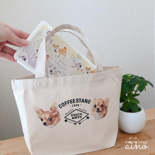 Yourelia様】ハンドメイドオーダー★犬猫インコ★巾着&ハンカチ&バッグ5点 メッシュ巾着| オーガニックコットン | オカメ| セキセイ | 文鳥