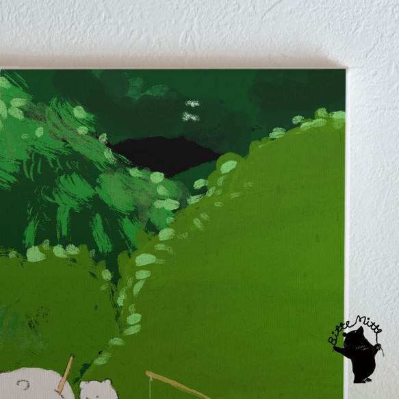 布藝面板北歐室內藝術面板插畫面板板綠色綠色 第3張的照片