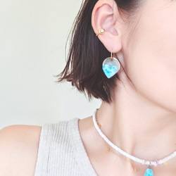 ❁Larimar sunrise earrings 14kgf♡超トップハイクオリティハートラリマー 3枚目の画像