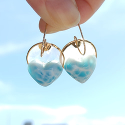 ❁Larimar sunrise earrings 14kgf♡超トップハイクオリティハートラリマー 12枚目の画像