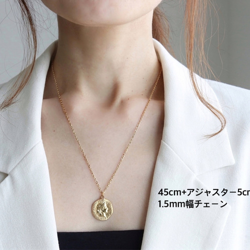 長さと色が選べる／ クラシック¨M¨コインロングネックレス(サージカル