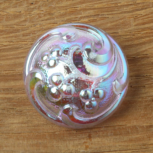 チェコ・ガラスボタン 2.2cm 1個 バロックヴィオラ・メタリック 3枚目の画像