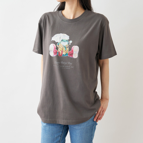 Happy Rainy Day Tシャツ チャコールグレー 1枚目の画像