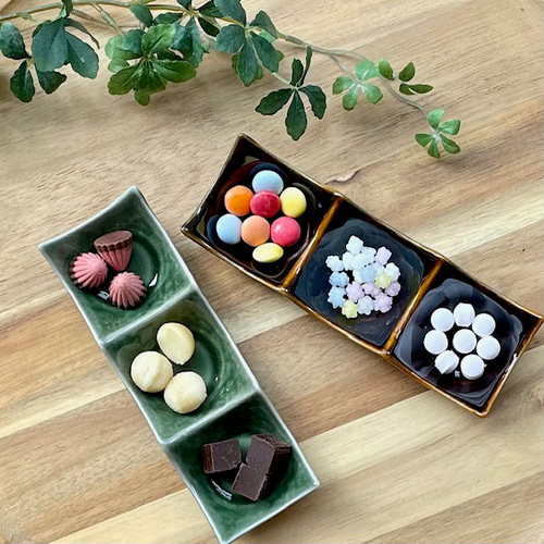 おしゃれ豆3連皿 和モダン 薬味皿・豆皿 bakuzangama 通販 16350998