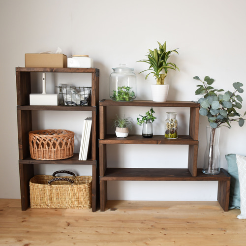 完成品 送料込 無塗装 ハンドメイド 木製 スタッキング シェルフ