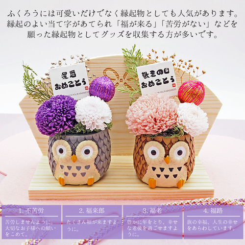 母の日/父の日】福を呼ぶ「不苦労」の願い。ふくろうプリザーブド