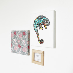 【アートパネル】chame-leon -ｶﾒﾚｵﾝ-【切り絵×ちぎり絵】爬虫類　おしゃれインテリア　個性的アート 2枚目の画像
