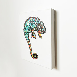 【アートパネル】chame-leon -ｶﾒﾚｵﾝ-【切り絵×ちぎり絵】爬虫類　おしゃれインテリア　個性的アート 5枚目の画像