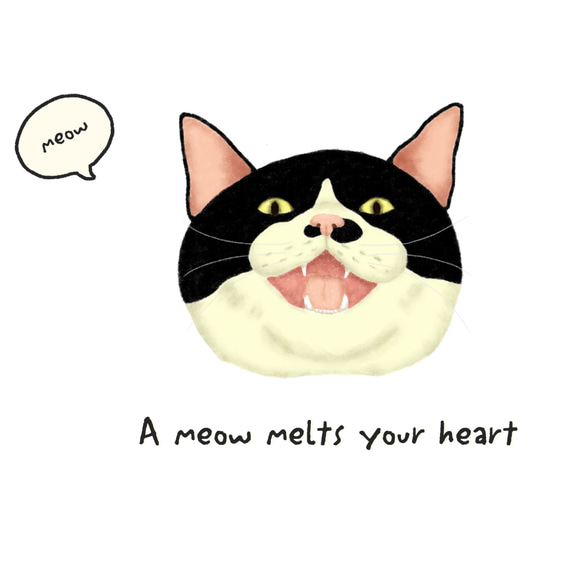 パーカー　A meow melts your heart 白黒猫 3枚目の画像