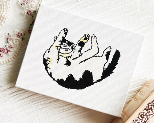 ちぎり絵　小猫と毛糸　インテリア　オブジェ　ディスプレイ　美術　アート　ART ちぎり絵 小猫と毛糸 インテリア オブジェ ディスプレイ 美術