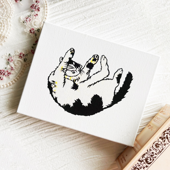 【アートパネル】ote-age -猫- 【切り絵×ちぎり絵】かわいい　ネコ　おしゃれインテリア　個性的アート 1枚目の画像