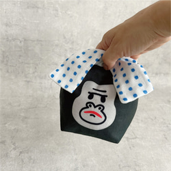 【文字オーダーOK!】温泉ごりらのころりんポーチ(青丸) 4枚目の画像