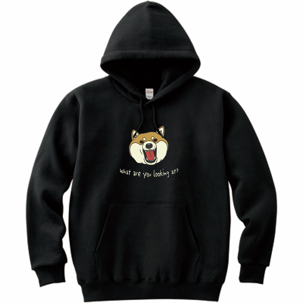 パーカー　What are you looking at?　怒る柴犬